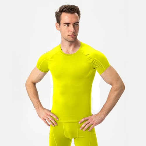 CICI FIVE Camiseta masculina de compressão, manga curta, atlética, compressão, roupa íntima, camada