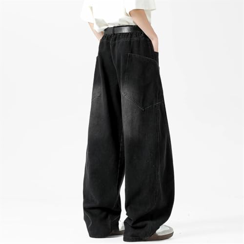 Men's Vintage Baggy Jeans Y2K American Style Loose Fit Wide Leg Denim Trousers Streetwear4