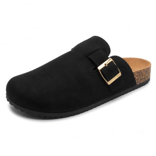 Mules ergonomiques en suédine à boucle réglable pour femme