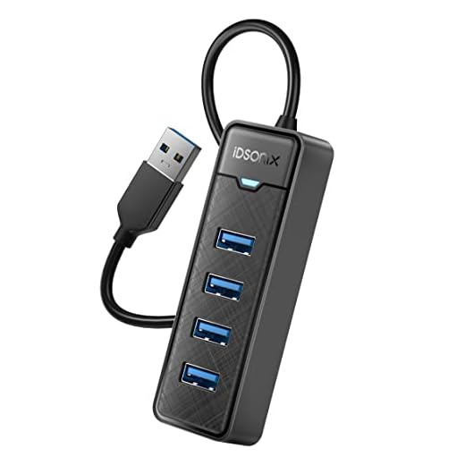 Hub USB C vers 4 Ports USB 3.0 [5Gbps], iDsonix Adaptateur 4-en-1 USB C Hub vers Thunderbolt 3, Compatible avec MacBook Air/Pro, iPad Mini/Pro, iMac, Chromebook, XPS etc