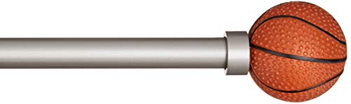 AmazonBasics Decorative 5/8" Curtain Rod with Basketball Finials, 86"-120"