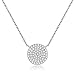 SPOIL CUPID 925 Sterling Silver AAA CZ Mini Pave Disc Round Circle Chain Necklace 18" in Rhodium Plated