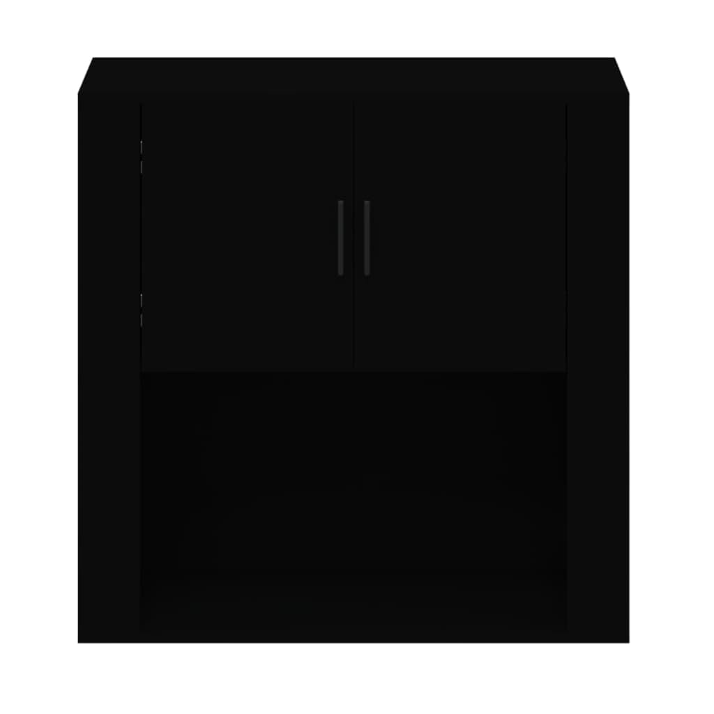 Armario decorativo para aparador, armario colgante de madera con instrucciones de montaje para montaje en pared, armario para cocina en negro, 80 x 33 x 80 cm