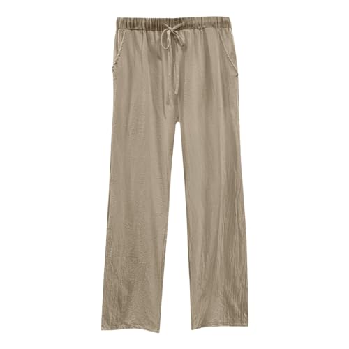 Pantalones de chándal para mujer, tallas grandes y altas, elegantes, ligeros, para natación, cintura elástica, pantalones cortos de tela de verano altos, caqui, L