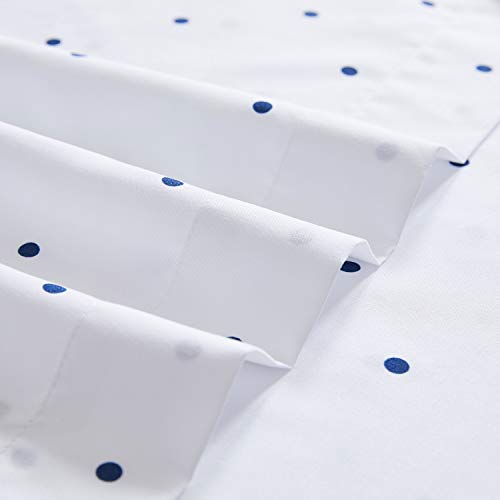 Mellanni King Size Sheet Set - 4 Piece Iconic Collection Bedding Sheets & Pillowcases - Extra Soft, Cooling Bed Sheets - Deep Pocket Up To 16" - Wrinkle, Fade, Stain Resistant (King, Polka Dot Navy) #TOP1