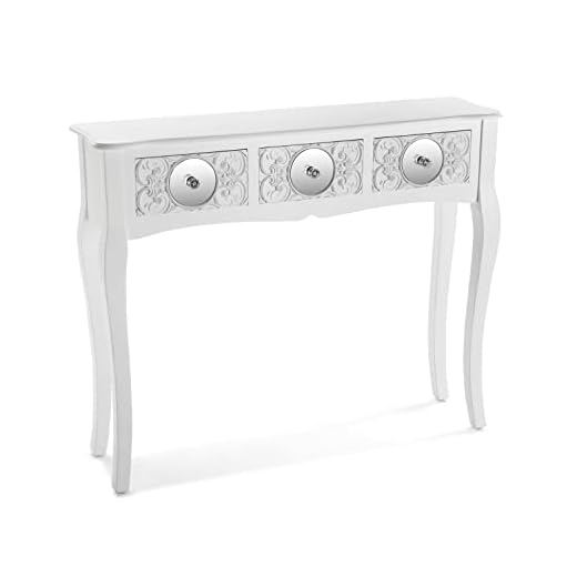 Versa Indra Mueble Recibidor Estrecho para la Entrada o el Pasillo, Mesa Consola, con 3 cajones, Medidas (Al x L x An) 80 x 25 x 95 cm, Madera, Color Blanco