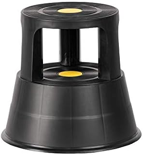 Kick Step Stool - Black Plastic Rolling Kickalong Stepping Kickstool - The Workplace Depot