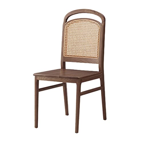 Wooden Patio Dining Chairs, Rattan Dining Chairs, Backrest Lounge Seat, For Indoor And Outdoor Wooden Rattan Chair Single Chair (Color : Walnut, Size : 40 * 48 * 86Cm) #TOP28