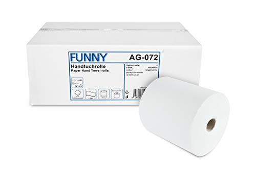 Funny Handtuchrolle mit Spezialkern, für Markenfreie Spendersysteme, 2 lagig hochweiß, 20 cm, ca 130 m, 4er Kern, 1er Pack (1 x 6 Stück)