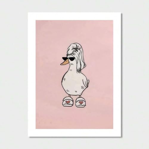 Affiche sur toile canard excentrique et peinture vintage décoration murale salle de bain 60x80
