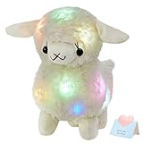 Bstaofy Light up White Lamb LED Stuffed Animals Sheep Soft Plush Toy Birthday Christmas Glow Gift for Kids, 10 inch