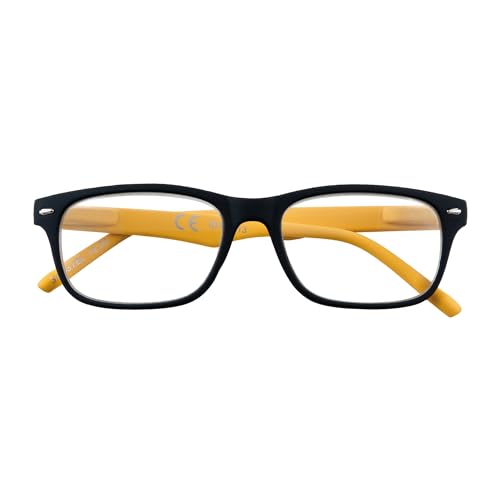 Zippo Reading Glasses, Made with Soft Lines Frame, Ideal for Men and Women, Diopter +2.50, Yellow Temples