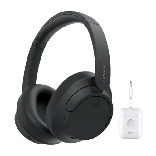 Sony WHCH720N Wireless Over-Ear Noise Canceling Headphones (Black) with Wireless Audio Adapter (2 Items)
