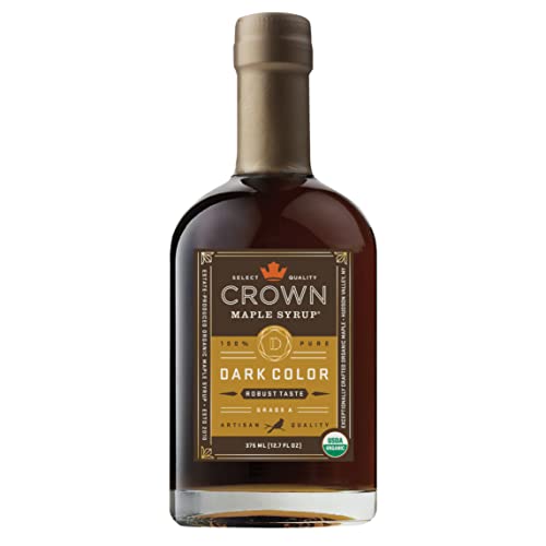 Crown Maple Dark Color, Robust Taste, 12.7 Fl Oz, 6-Pack, Organic Maple Syrup, 100% Pure, Enhance Cocktails, Marinades and Pancakes