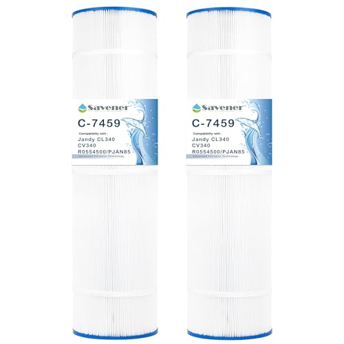 Savener Pool Filter Replaces Jandy CL 340, PJAN85, Ultral-A8, PP-A8, Unicel C-7459, Filbur FC-6405, Filbur FC-0800, A0557900, R0554500, Aladdin 18504, APCC7352, 2X85 sq.ft Filter Cartridge 2 Pack
