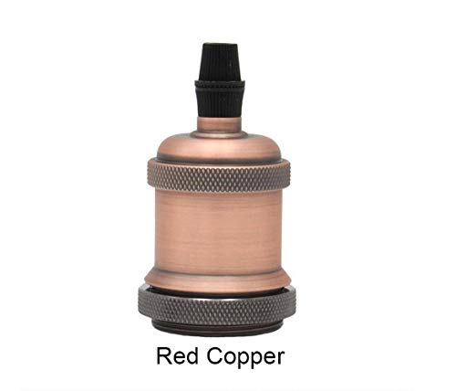 Emytock 100029-COPPER Vintage Hanging Pendant Light Kit Modern Retro Industrial Style E27 Base Lamp Holder Fabric Cable Ceiling Rose Pendant Cord Light Set thumb #2