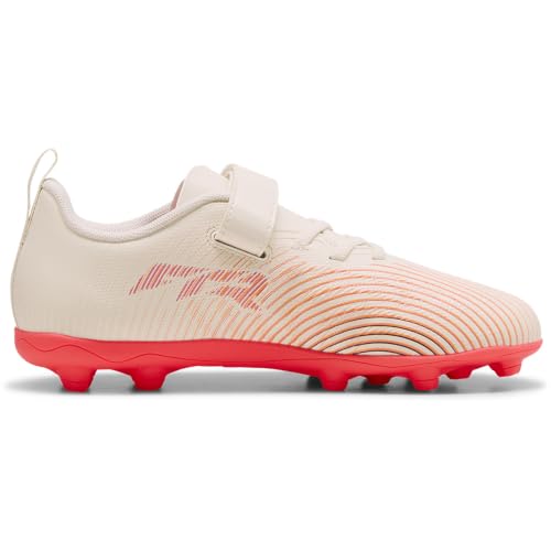 Puma Future 9 Play V FG/AG RB JR Chaussures de Football, Blanc Amande-Ultra Rouge et Noir, Pointure 45 pour Enfant