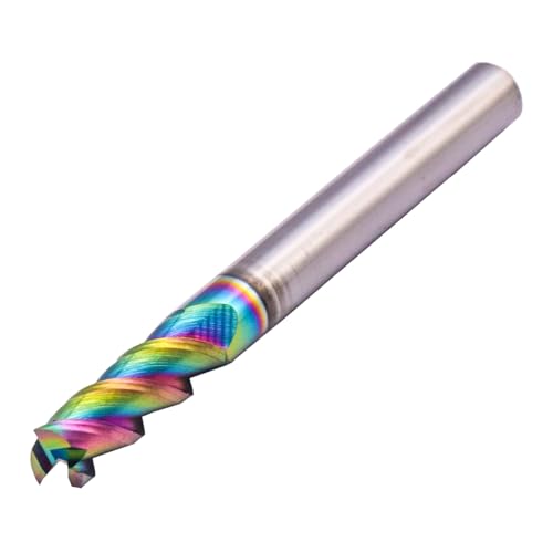 Image of 1 /4 inch 3 Flute 45 Solid Carbide Square End Mill for Aluminum, DLC Coated | 45 Helix, 1 /4 inch Cutting Dia, 1 /4 inch Shank Dia, 3 /4 inch Length of Cut, 2-1 /2 inch Overall Length, for Milling Aluminum and Copper