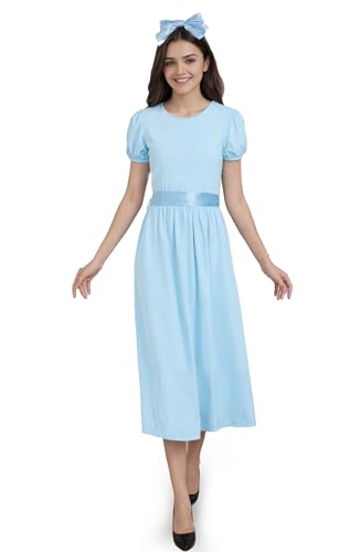 GOLDSTITCH Costume da principessa per cosplay, da donna, per Halloween, con cintura a fiocco, colore: blu