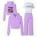 FQZWONG Kpop Girls 3 Piece Outfits Short Sleeve Shirt and Long Sleeve Hooded Jackets and Jogger Sweatpants Cartoon Sets