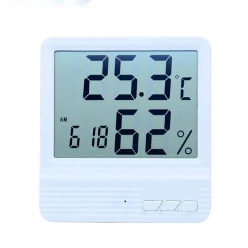 Digitales Thermometer, Innen Hygrometer Temperaturmonitor mit Uhr für Erwachsene Kinder