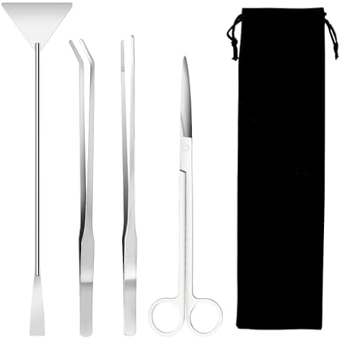 Gutsdoor Aquascape Tools Aquarium Kit, 4PCS Long Aquascaping Tools Stainless Steel Aquatic Plants Aquarium Tools Set for Fish Tank, Aquarium Plant Trimming Cover