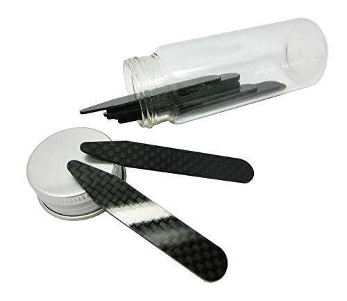 Lary Real Carbon Fiber Collar Stays 10 Pcs Set in Glass Bottle