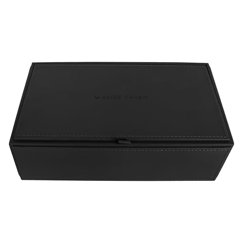Image of V-CUBE DESIGNS Premium Vegan Leather Tissue Box Holder | Paper Napkin Holder | Sturdy Tissue Case /Cover /Dispenser /Organizer for Home /Bathroom /Office /Table /Desk /Car | Black