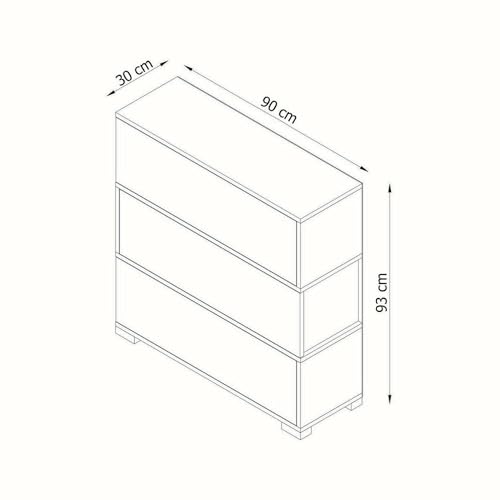 Armoire à chaussures 90 cm rangement entrée blanc et noyer