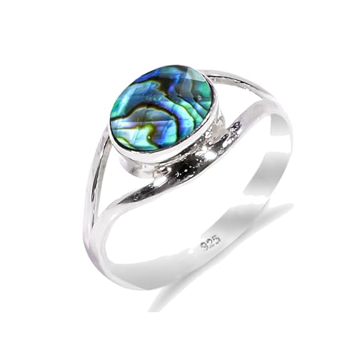 Stone House Abalone Shell Oval Ring 925 Sterling Silver 5x7mm US Size 6