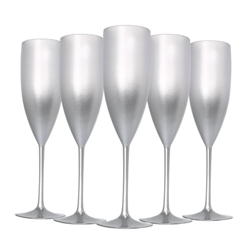 5 Taças Champanhe Acrílico Degrade 160ml Natal Festas Drink Cor:Prata