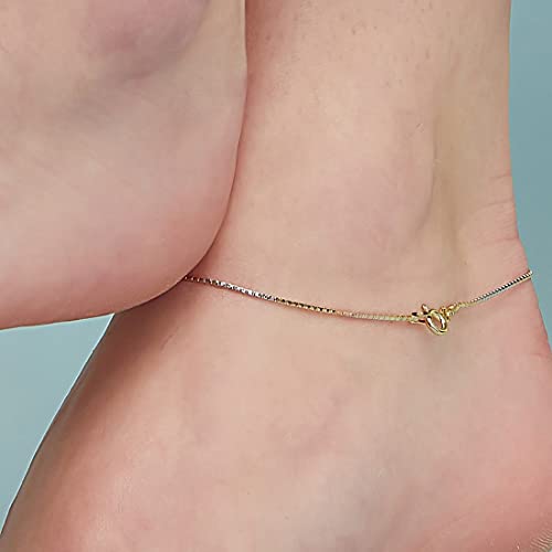 Image of ZAVYA 925 Sterling Silver Modest Minimal Triple Tone Plating Chain Anklet (Single) | Gift for Women & Girls | With Certificate of Authenticity & 925 Stamp