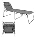 Spetebo Aluminium Gartenliege XXL Grau - 200 x 70 cm - mit Kopfkissen