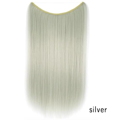LaLuLoLi Silver Color Hair Extension for Women Girl Secret Fish Line Hair Extensions Straight Hairpiece Invisible String Synthetic Hair Pieces no Clips no Glue no Damage 22" 80g/pack - Image 5