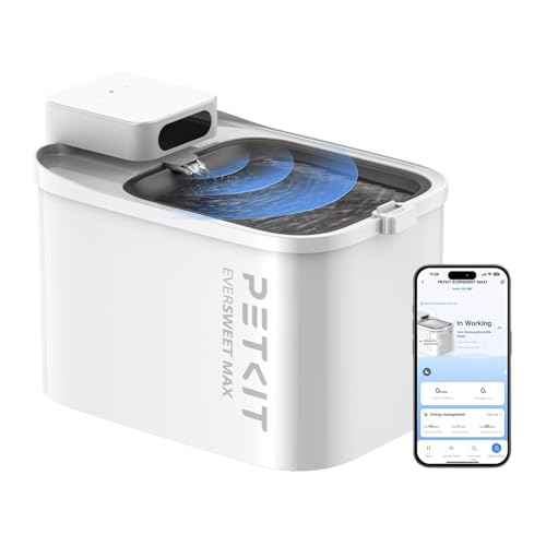 PET~KIT Comedouro para Gatos, Bebedouro sem Fio,Dispensador Automático de água para Gatos 3L, Operado a Pilhas, Controle do Aplicativo