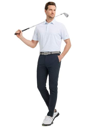 Rouen Mens Polo Shirts Short Sleeve Dry Fit Performance Moisture Wicking Causal Striped Polo Collared Golf Shirts for Men3