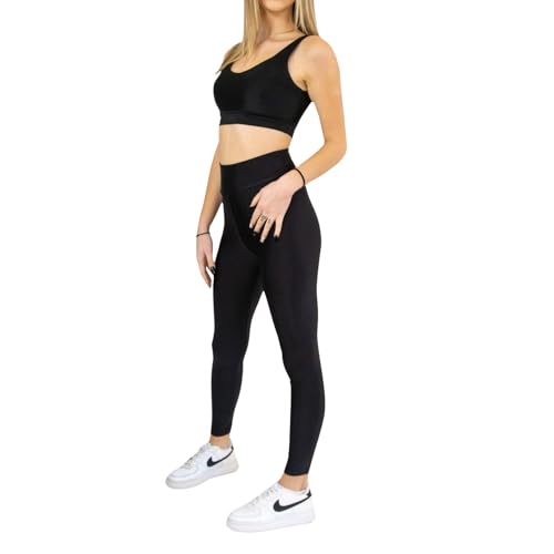 Legging noir métallisé gainant taille haute pour stopper les glissements