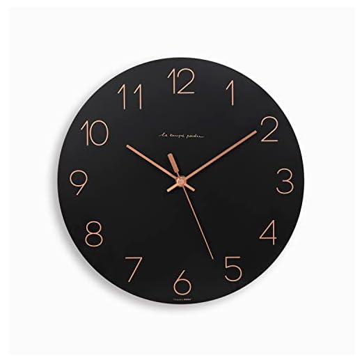 mooas Flatwood Black Wall Clock,12" Non-Ticking Sweep Movement Decorative Modern Battery Operated Decorative Wall Clock for Home Living Room Kitchen Bedroom Office School Cafe Hotel (Black)
