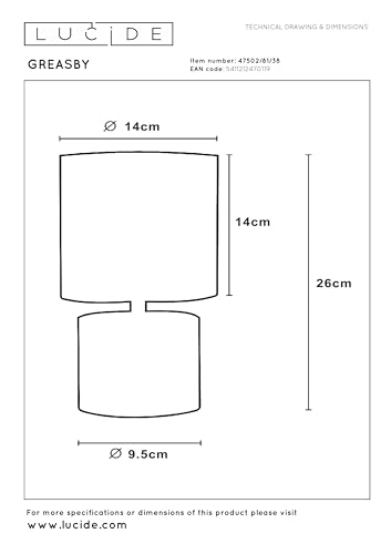 Lampe table Greasby crème céramique LED Lucide