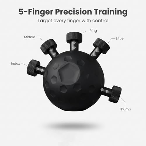 Image of Hand Grip Strengthener, Exercise Ball, Rubber and Silicone, Black, Round, for Finger, Wrist and Forearm Workout