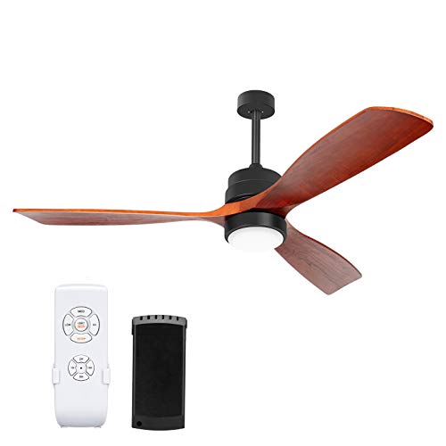 Best Deal 🛒 52 inch Wood Ceiling Fan With LED Lights Kit Remote Control 3 color Temperature 3 Blades 3 Speeds