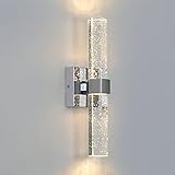 LED Wandleuchte 10W, Badezimmer Spiegellampe Linear Chrom 3000K Moderne Innenwandleuchte Zubehör mit Bubble Kristall Lampenschirm, Geeignet für Wohnzimmer, Flure, Treppen. (Energieklasse A++)