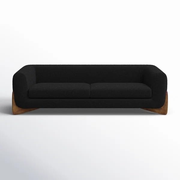 Image of Boucle Upholstered 3-Seater Sofa and Loveseat Olive Black