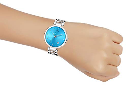 Image of IIK COLLECTION Round Dial Stainless Steel Bracelet Chain Analogue Day & Date Functioning Watch For Women And Girls, Dial Color-Assorted