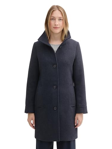 TOM TAILOR Damen 1042902 Mantel mit Stehkragen, 35927-Navy Melange Twill Structure, XXL