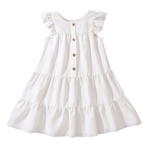 Kids Girls Summer Dress Solid Girls Ruffle Dresses for Middle Large Children Casual Dress for Wedding Guest