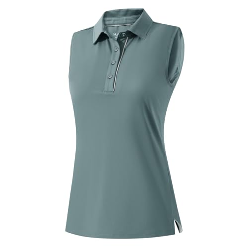 MAELREG-Amazon M MAELREG Women's Golf Polo Shirts Sleeveless 4 Buttons with Collar Tennis Tops Pickleball Shirts UV Protection Quick Dry