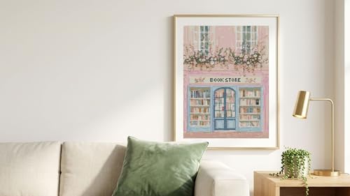 Image of Book Store Cross Stitch Kits,Embroidery Starter Kit for Adult Beginners, 11CT Cross-Stitch Patterns Dimensions Kit Arts,Needlepoint Kit Crafts for Home Decor 15.7x11.8 inch
