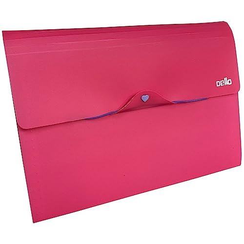 Dello Pasta Sanfonada A4 Full Color c/12 Divisórias, 6107.Q.0012, Rosa Flúor