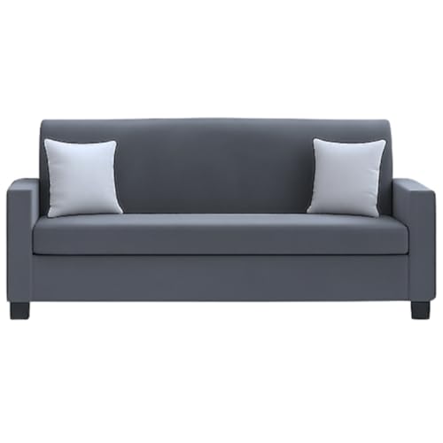 Image of FURNY Kyoto 5 Seater Fabric 3+1+1 Sofa Set (Dark Grey) Velvet Finish | Durable Comfort | Ideal for Living Room